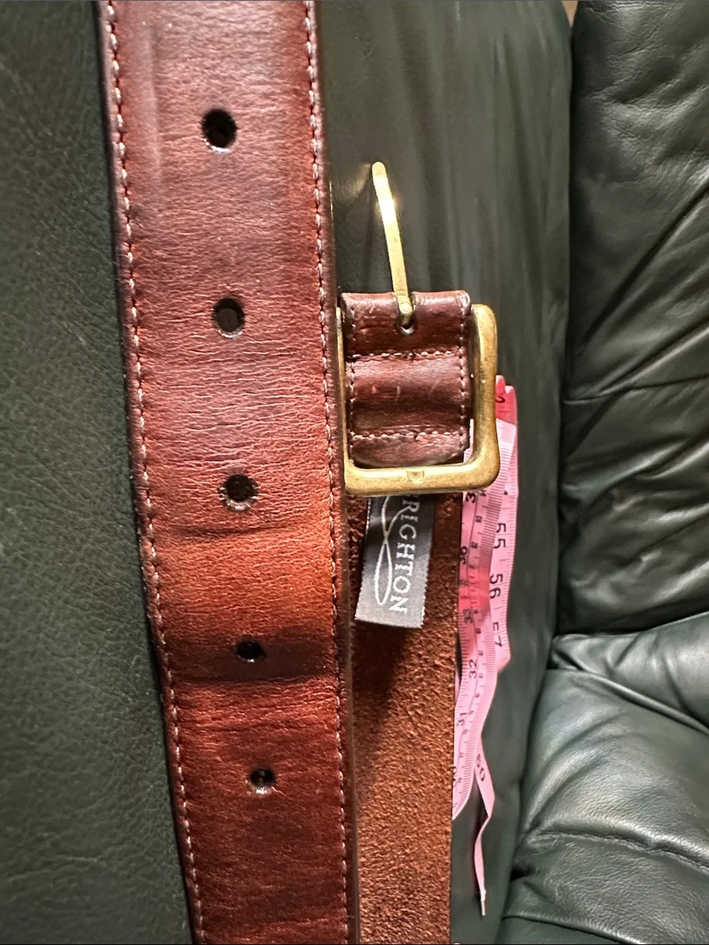 Brighton Brown Leather Belt with Blue Nautical Ribbon